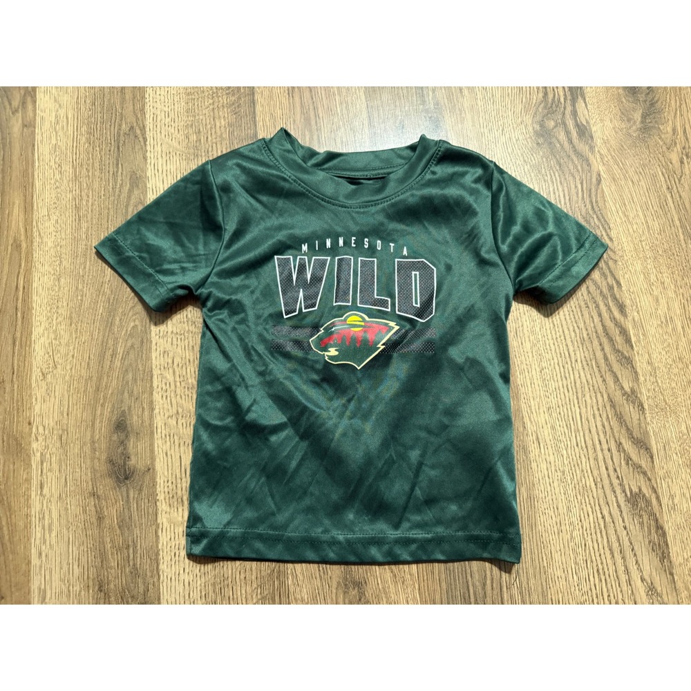 NHL Shirts Toddler Size 2T Green Shirt Short Sleeve Graphic Tee Minnesota Wild